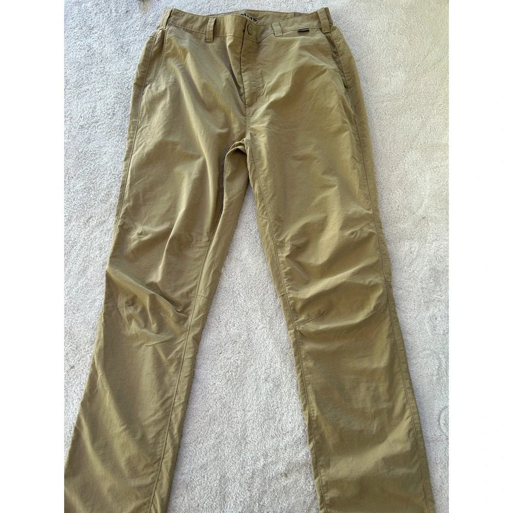Simms Superlight Fishing Pants Mens 34 Tan Khaki Nylon Outdoor Hiking Trousers